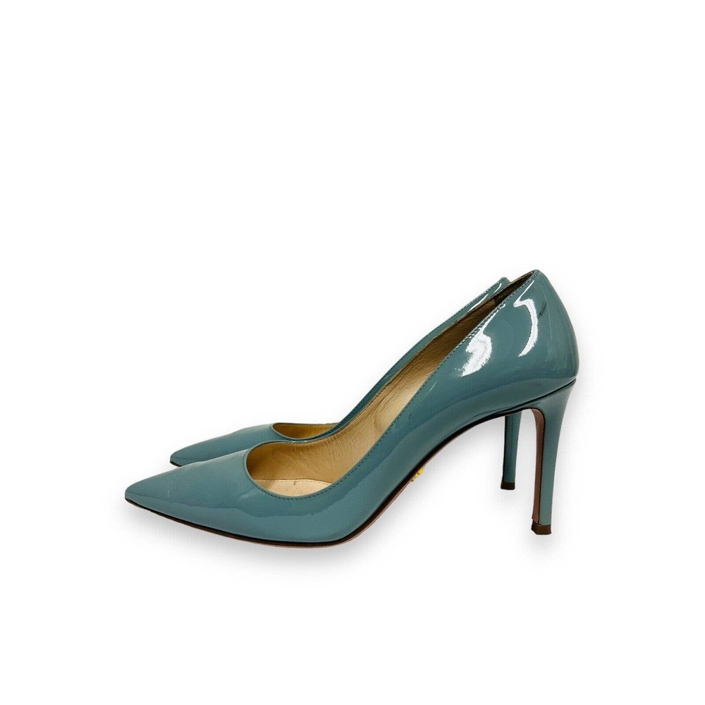 PRADA Blue Patent Leather Pointed Toe Heels 100 mm Pumps 39 US 9 - Picture 7 of 8